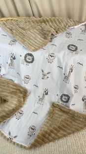 Плед Плюш+бавовна бежевий африканські звірі 140-22 фото