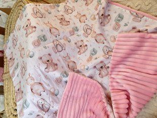 Плед Плюш+бавовна, без утеплення Букви+рожевий 140-4 фото